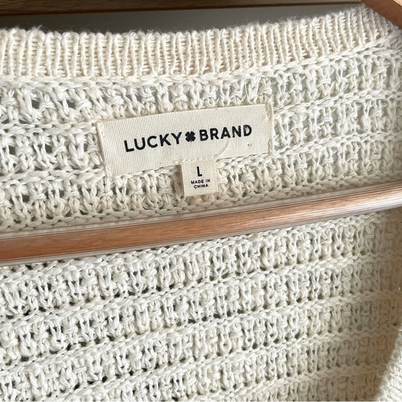 Lucky Brand Knit Cardigan with Floral Etched Buttons, Size L - Picture 9 of 14